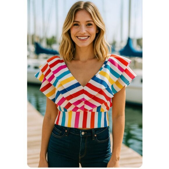 Color Me Courtney Holly Ruffle Crop Top - Picture 3 of 7